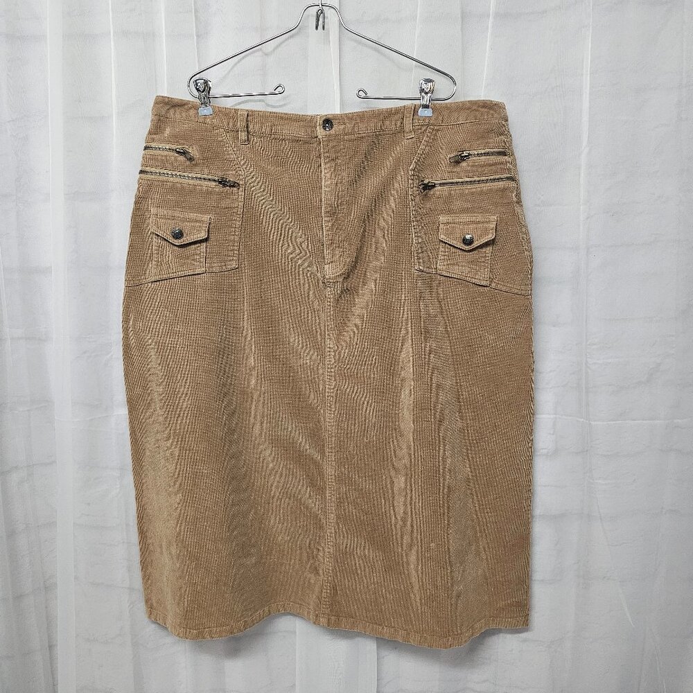 Denim 24/7 Skirt Y2K Tan Corduroy Grunge Preppy Casual Cottage 22W